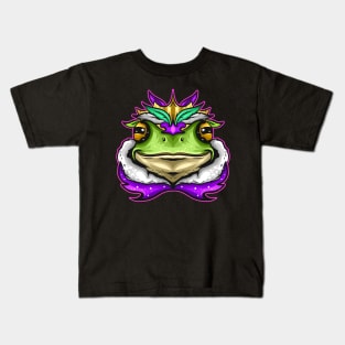 Frog King Or Frog Prince With Royal Fur For Mardi Gras Kids T-Shirt